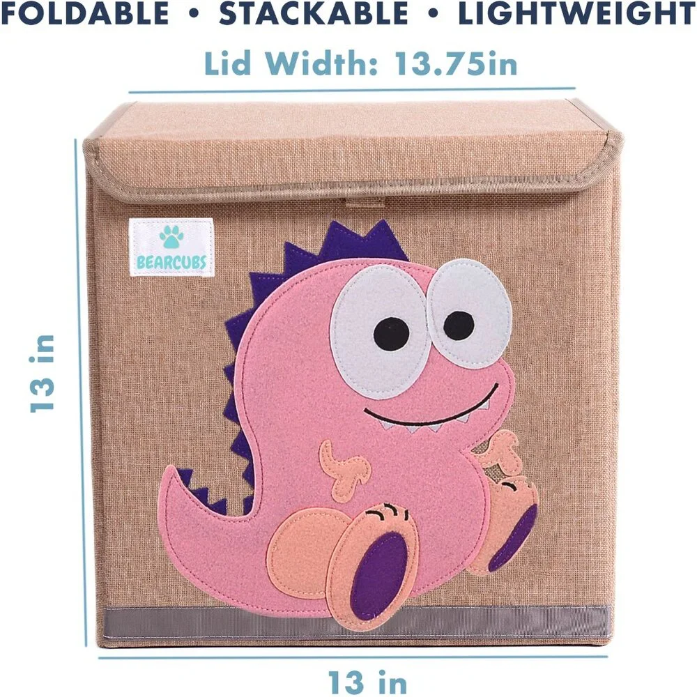 Baby Girl Room Toy Storage Box | Toddler Toy Chest | Pink Dinosaur